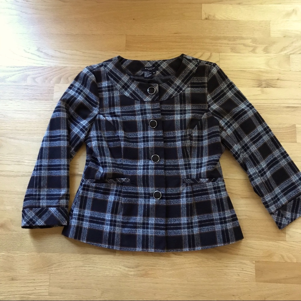 Black Plaid Fitted Jacket